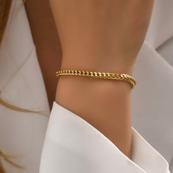 Icebox - 5MM Franco - 14k Solid Gold Bracelet 14K Gold Womens Adjustable Franco Chain Link Style Bracelet 14 K Silver Jewelry